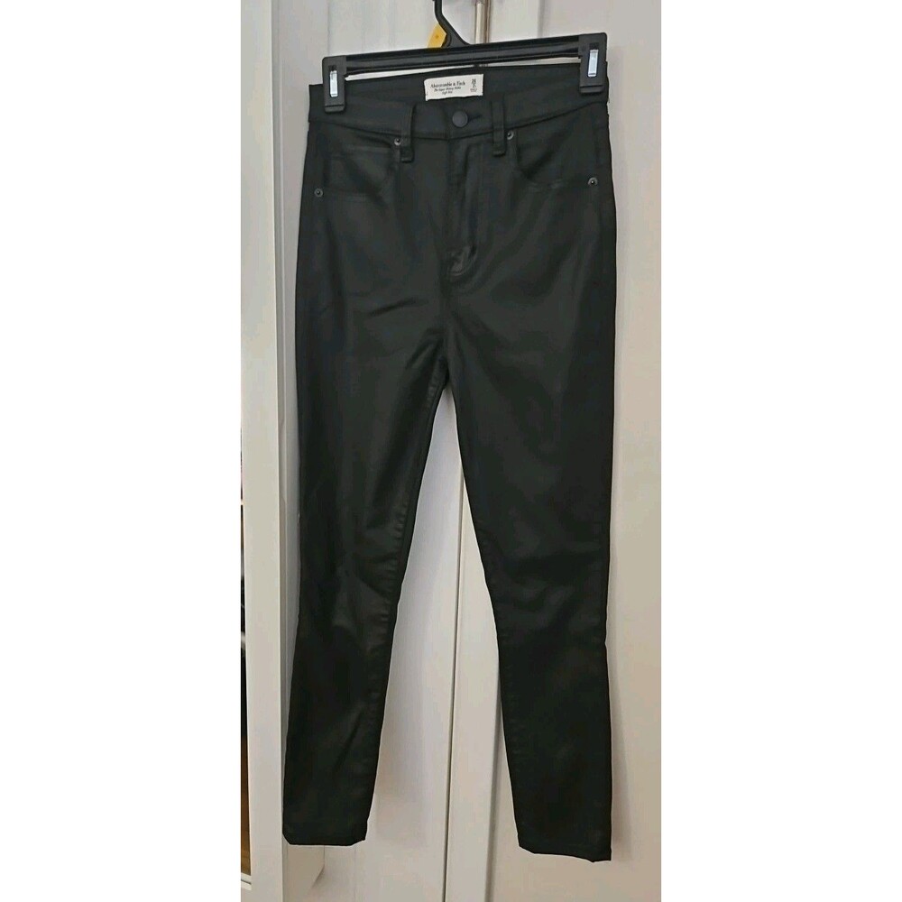 Abercrombie & Fitch High Rise Super Skinny Ankle Black Coated Jeans Size 2